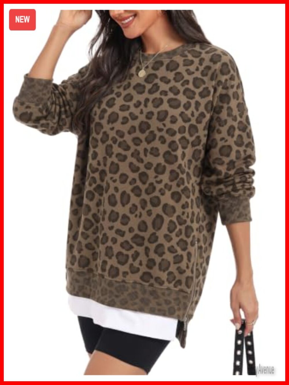 Women Oversized Fleece Tunic Sweatshirt Side Zip Layered Hem Pullover